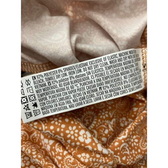 Forever 21 Women's Small Orange Paisley Hippie Boho Bell Bottoms Leggings NEW - Picture 9 of 10